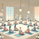 Entspannungstechniken gegen Stress Menschen sitzen in einem Raum zusammen und machen Yoga